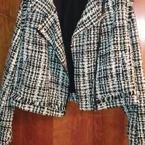 a.n.a Black and White Textured Blazer